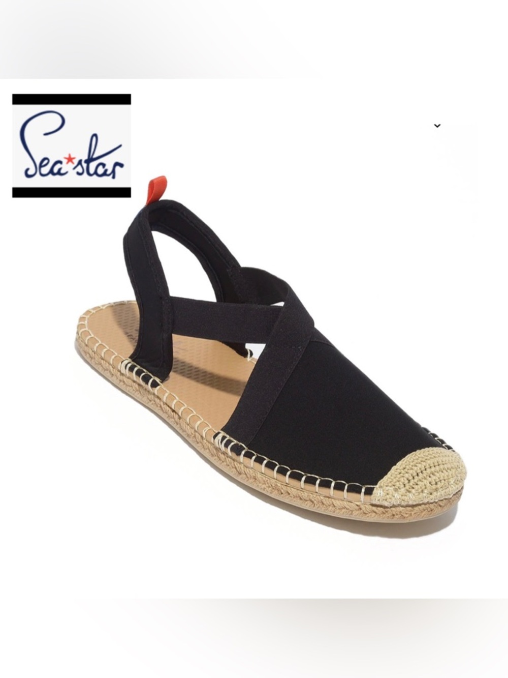 Sea*Star Black Women's Espadrille Slingback Flats